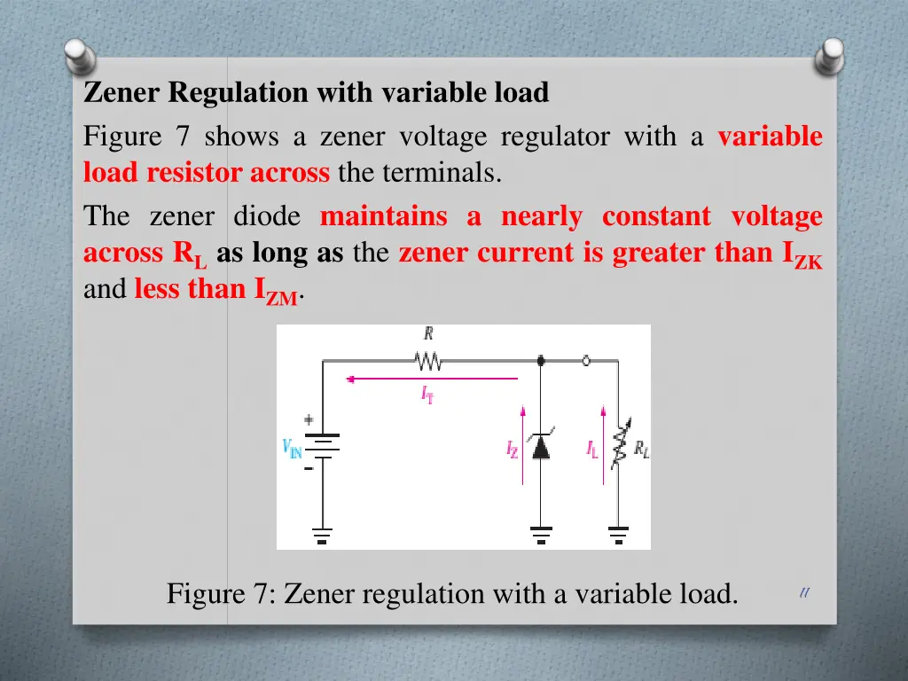zener regulation with variable load figure