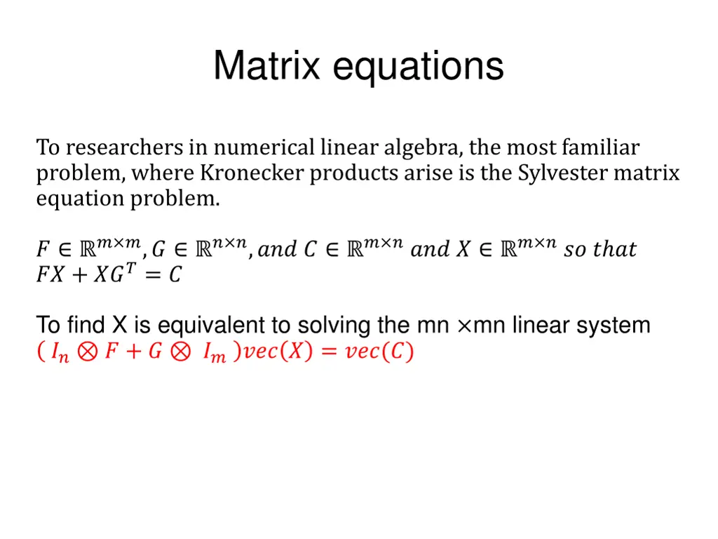 matrix equations