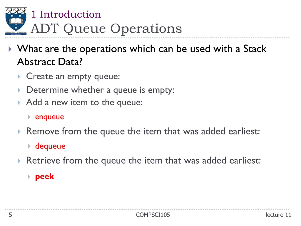 1 introduction adt queue operations