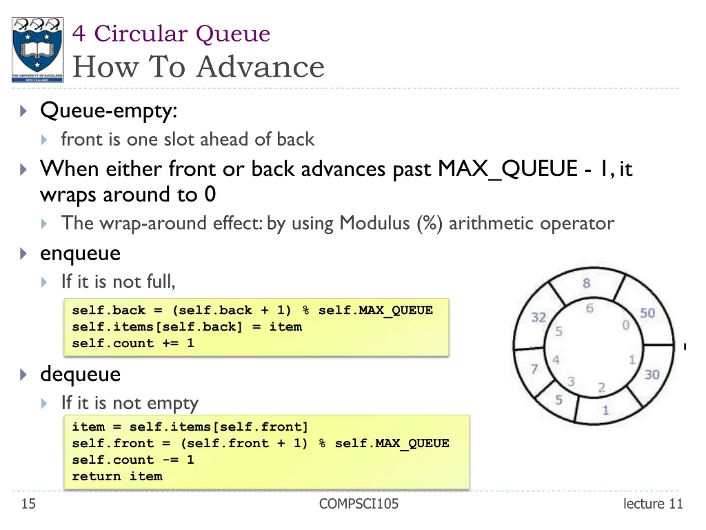 4 circular queue how to advance
