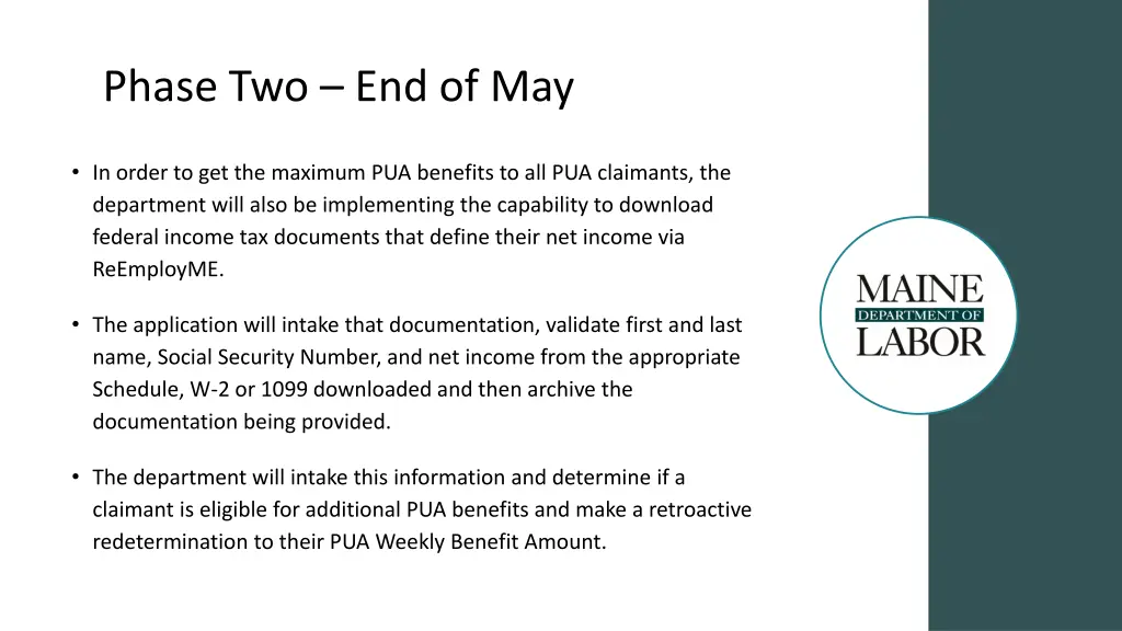 phase two end of may