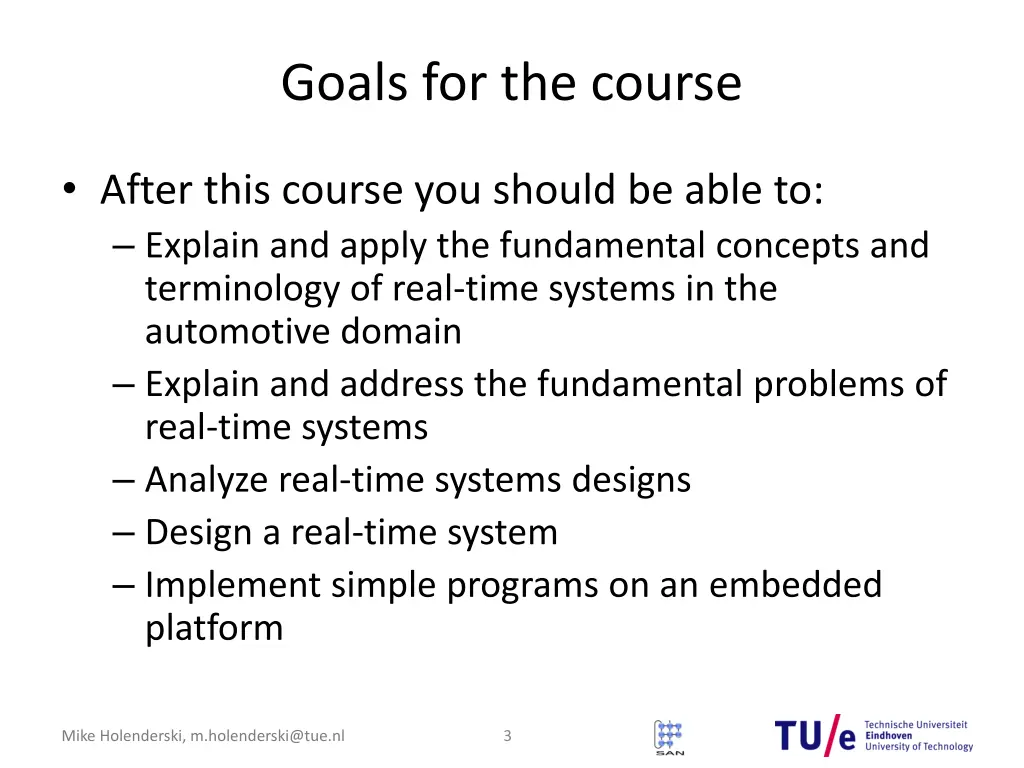 goals for the course