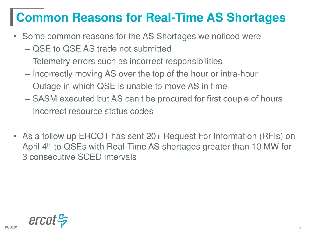 common reasons for real time as shortages