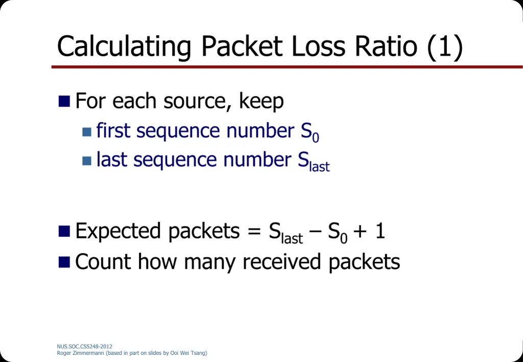 calculating packet loss ratio 1