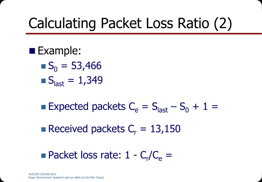 calculating packet loss ratio 2