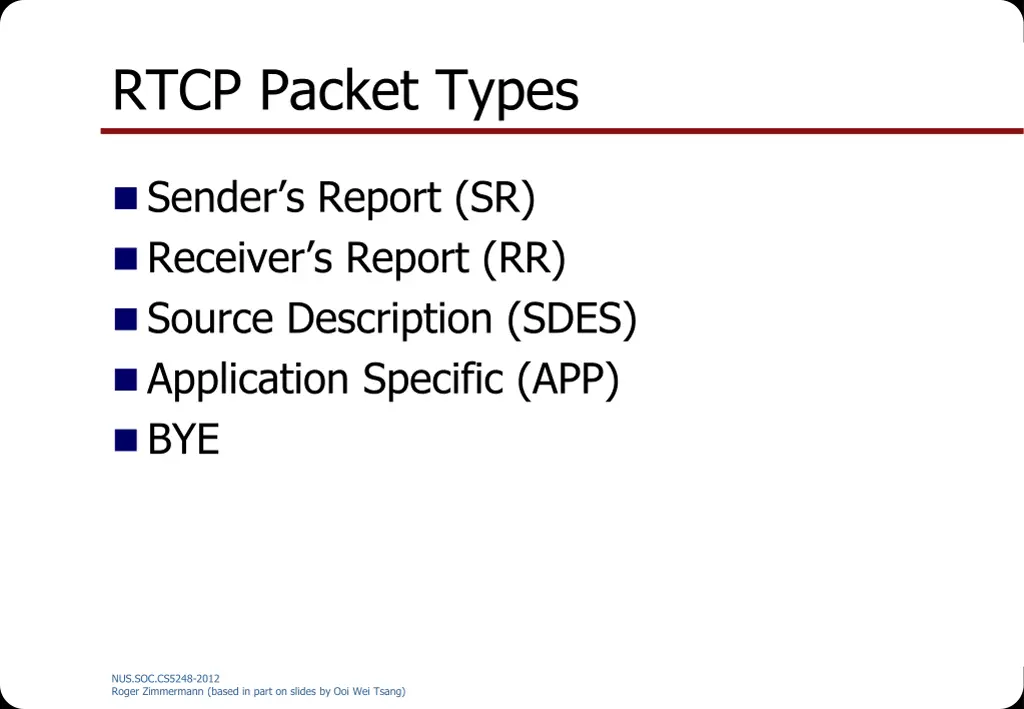 rtcp packet types