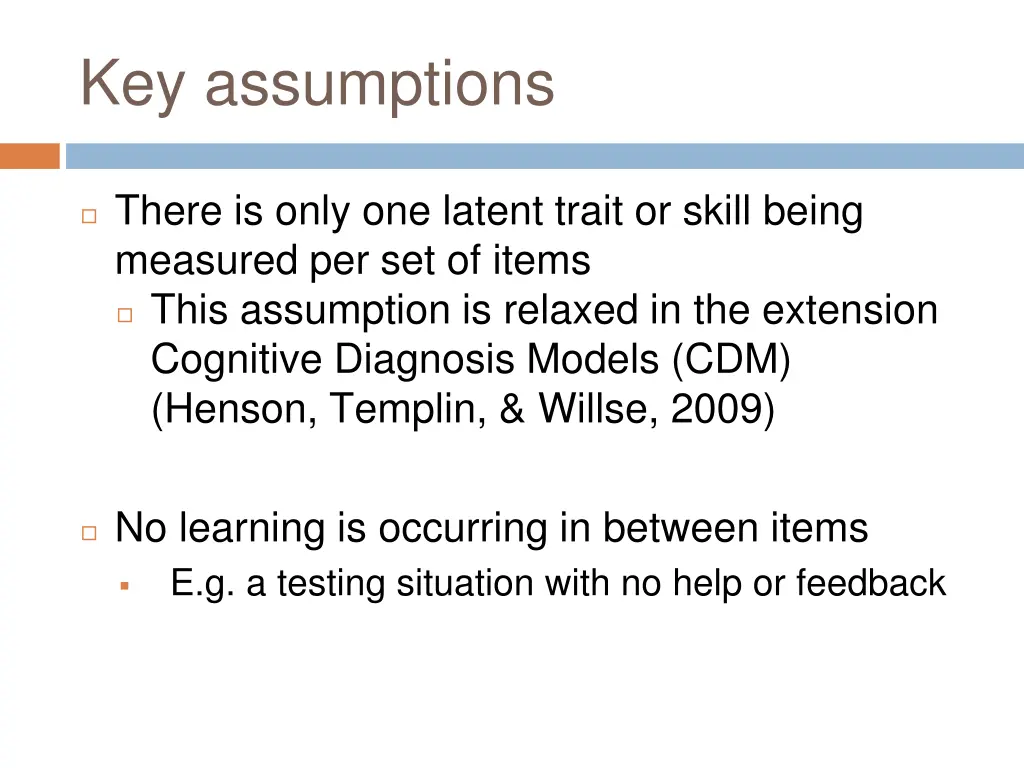 key assumptions