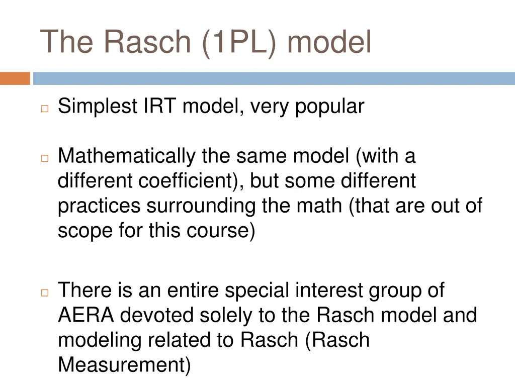 the rasch 1pl model