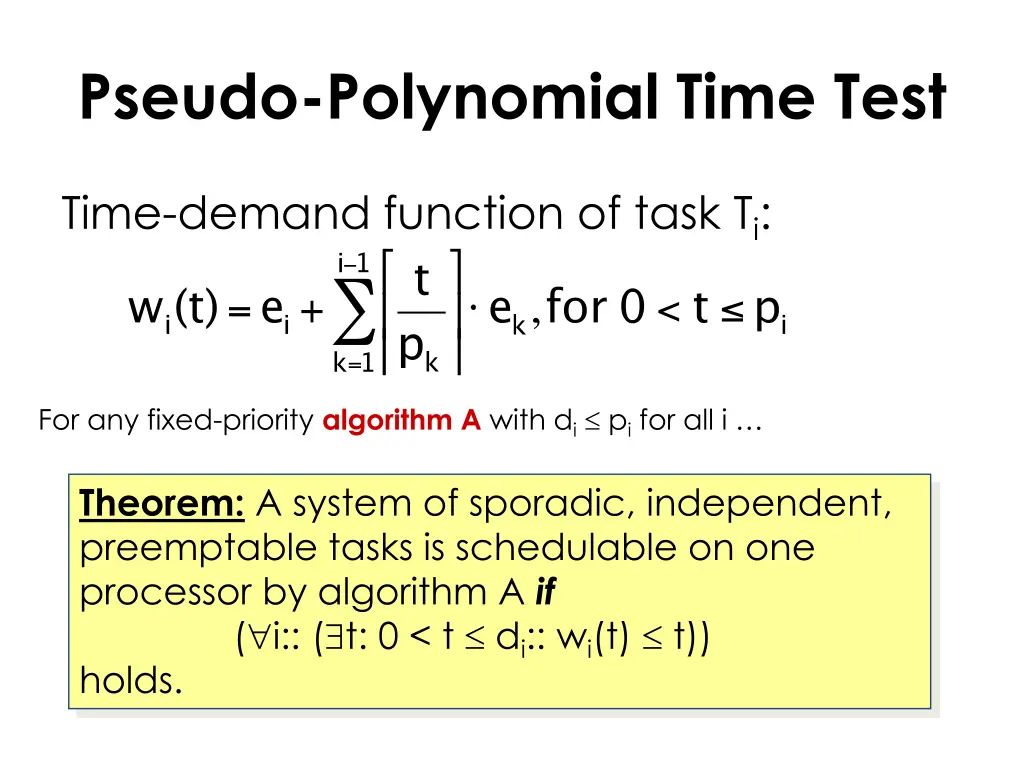 pseudo polynomial time test