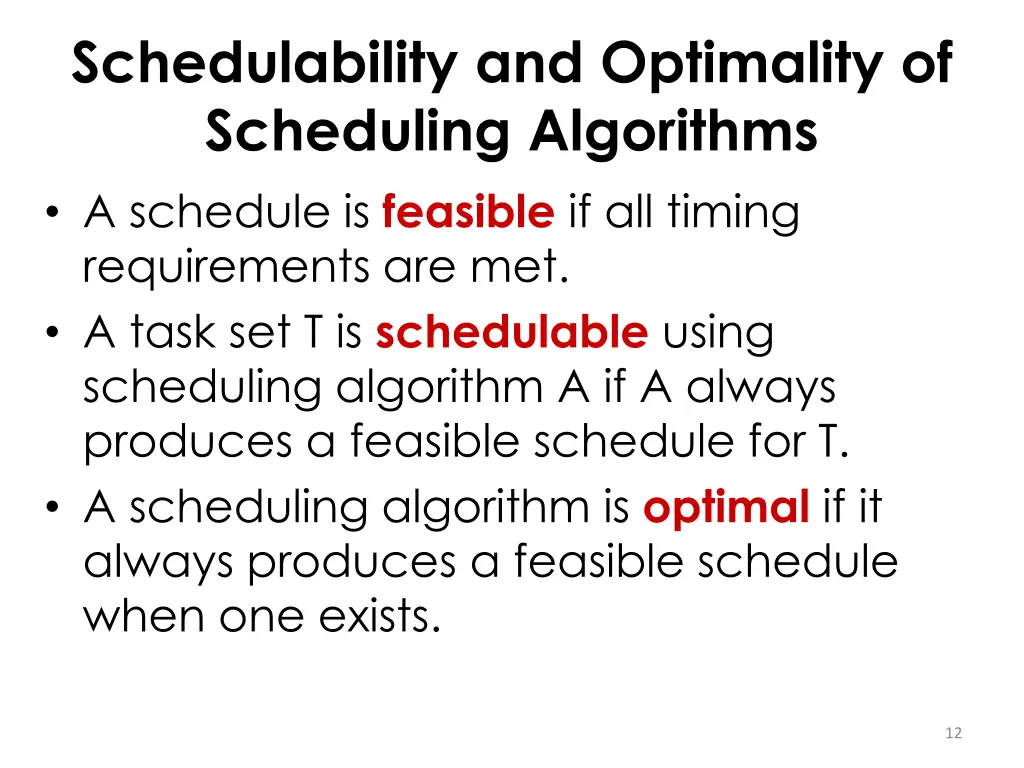 schedulability and optimality of scheduling