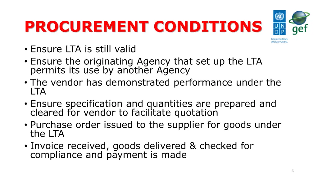 procurement conditions