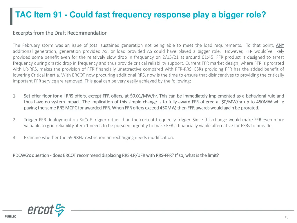 tac item 91 could fast frequency response play
