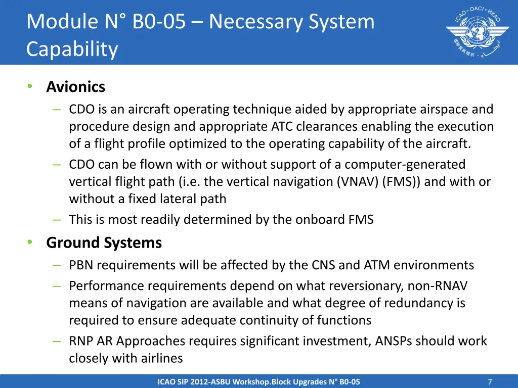 module n b0 05 necessary system capability