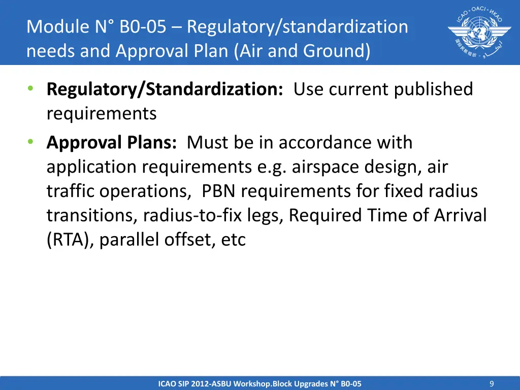 module n b0 05 regulatory standardization needs