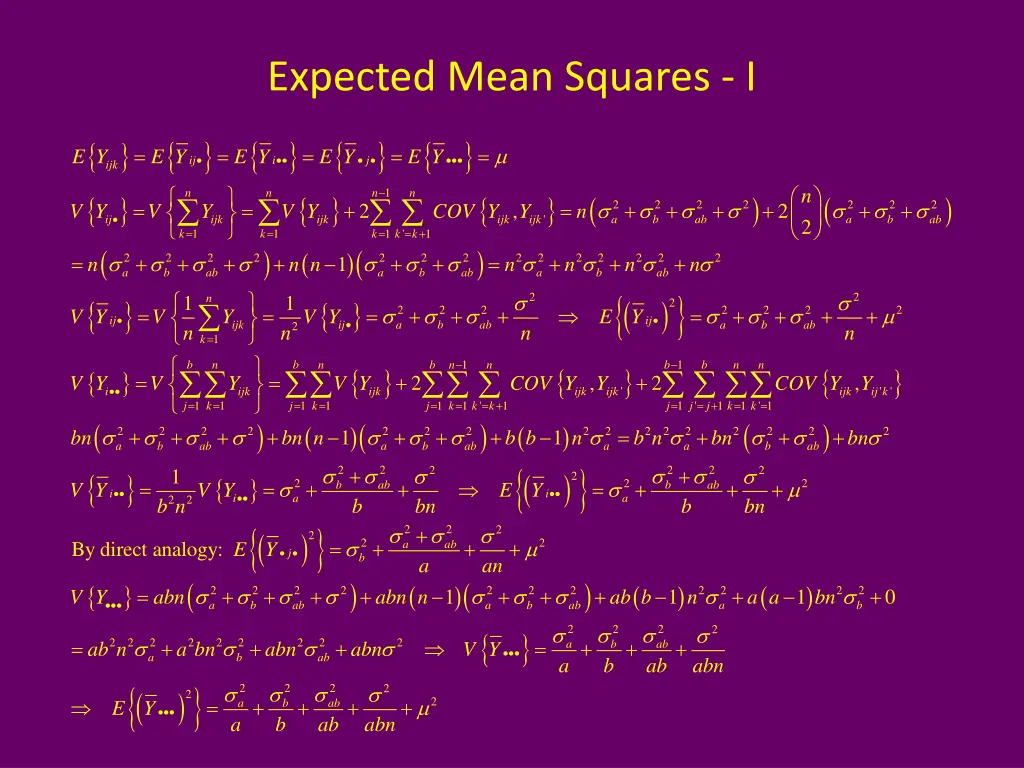 expected mean squares i