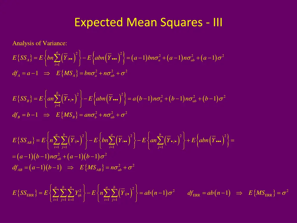 expected mean squares iii