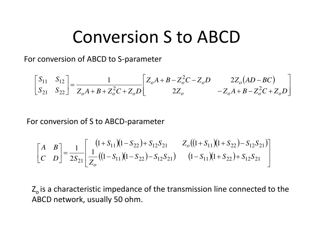 conversion s to abcd