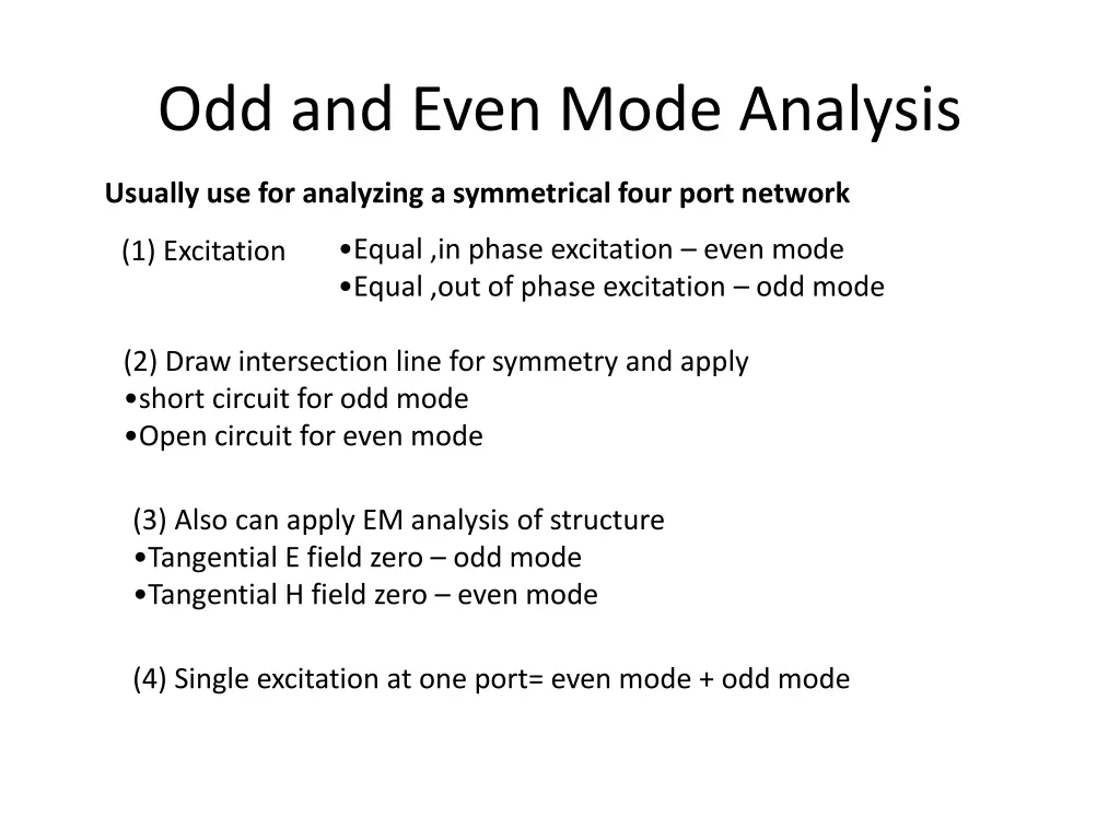 odd and even mode analysis