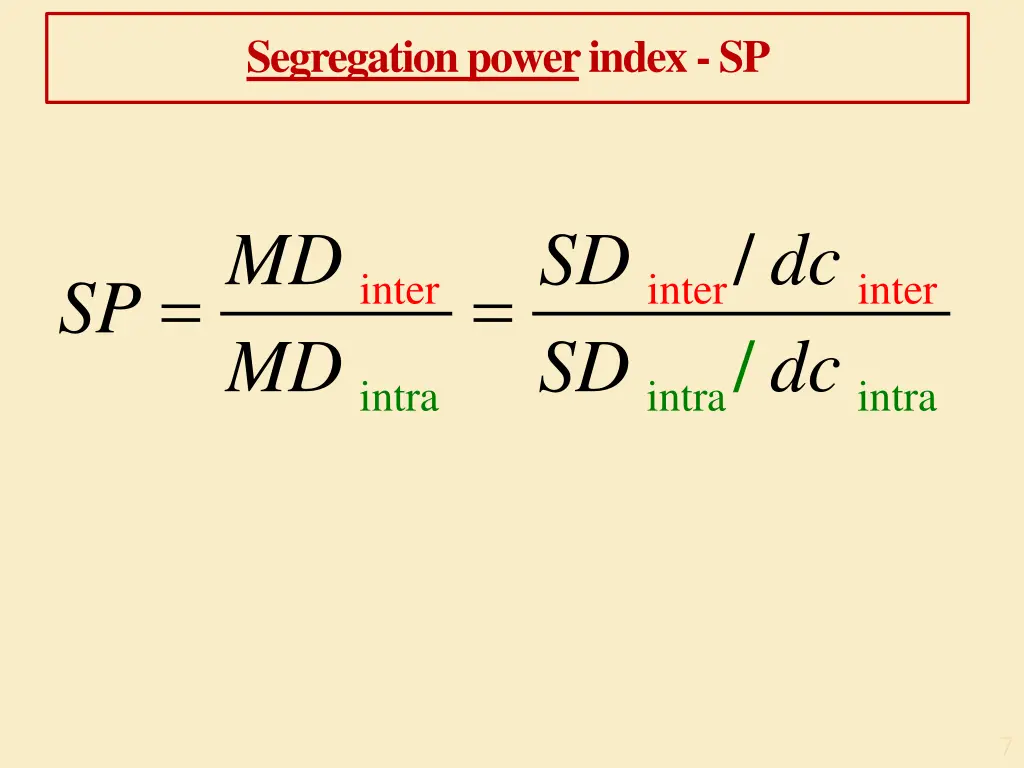 segregation power index sp