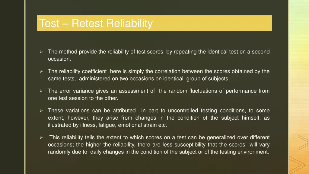test retest reliability