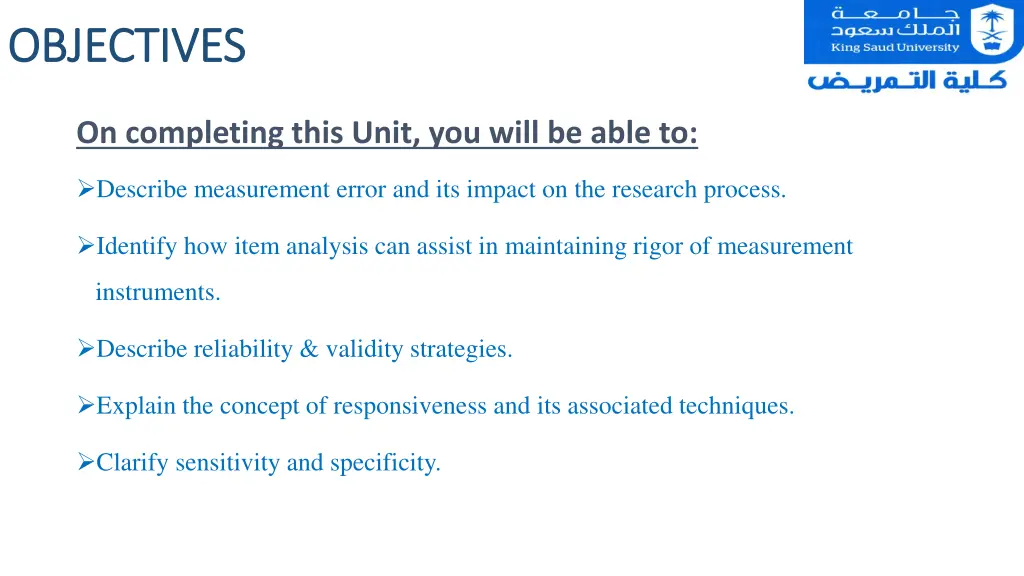 objectives objectives