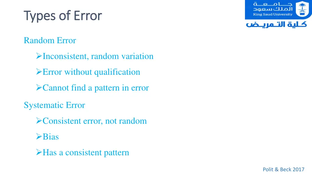 types of error types of error