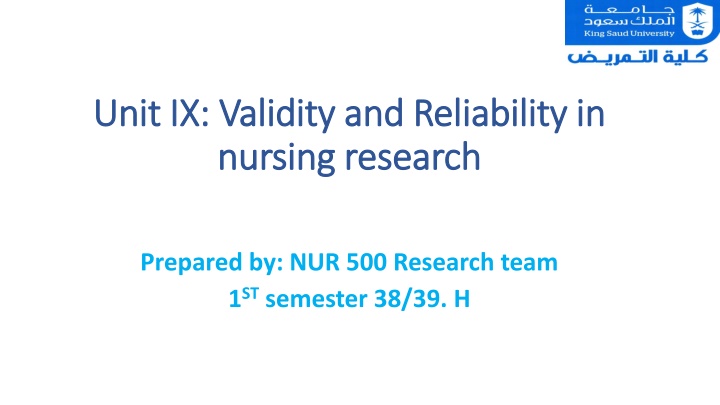 unit unit ix validity and reliability