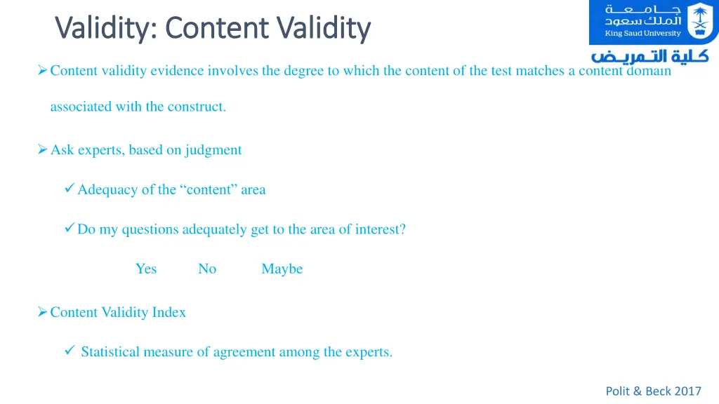 validity validity content validity content