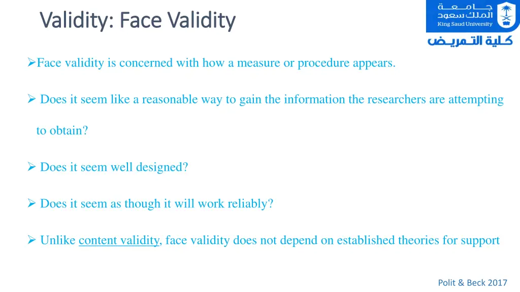 validity validity face validity face validity