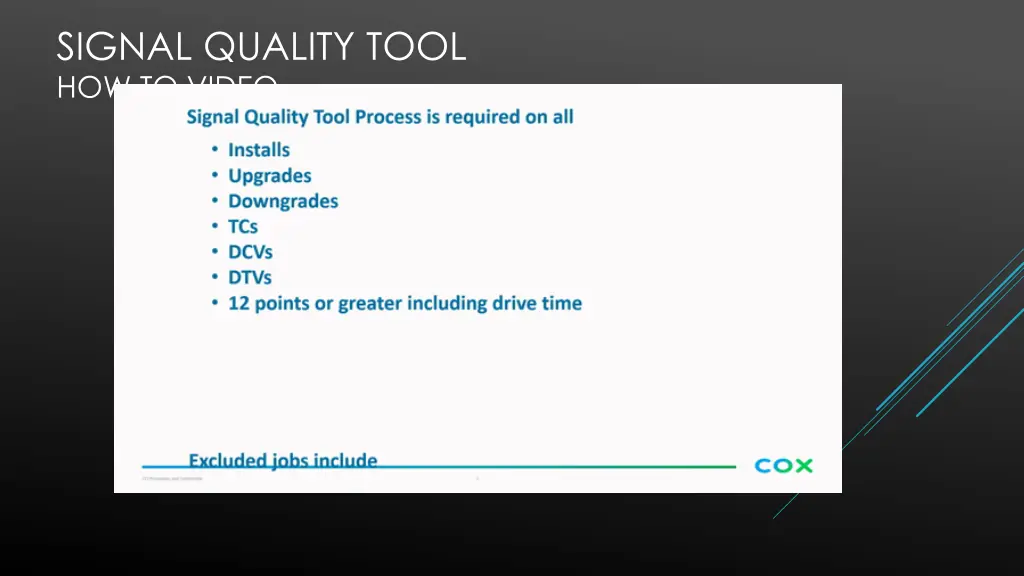 signal quality tool how to video