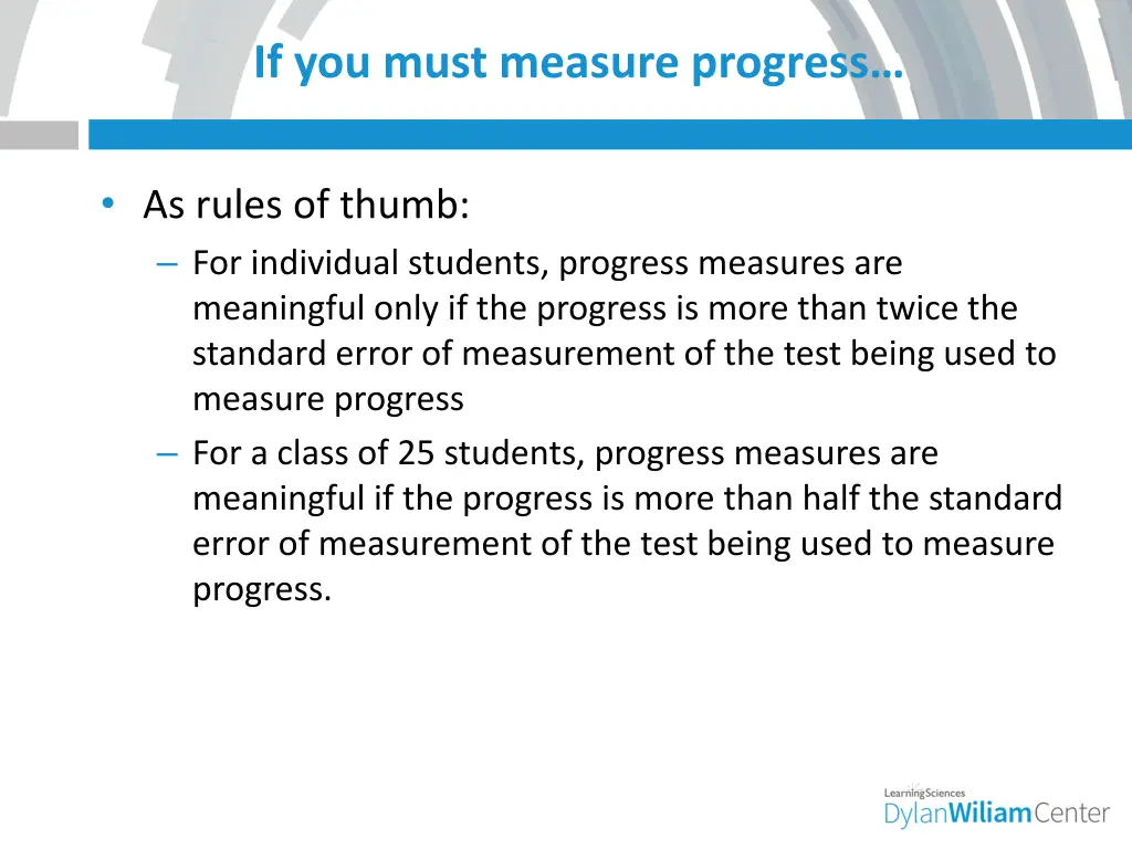 if you must measure progress