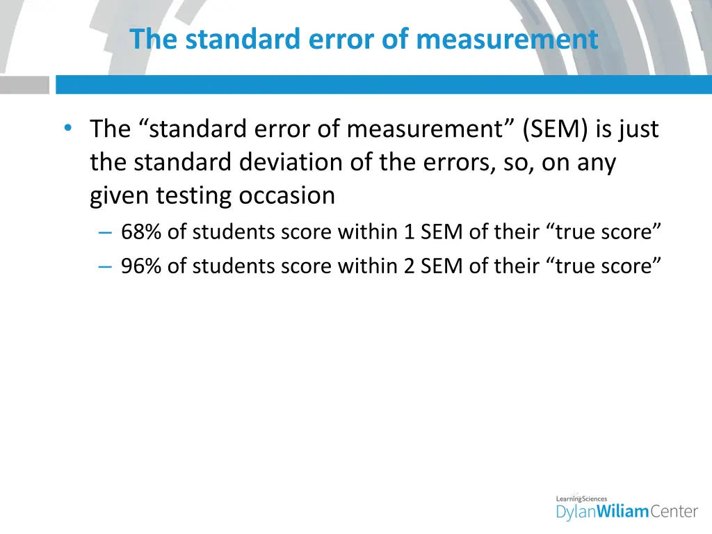 the standard error of measurement
