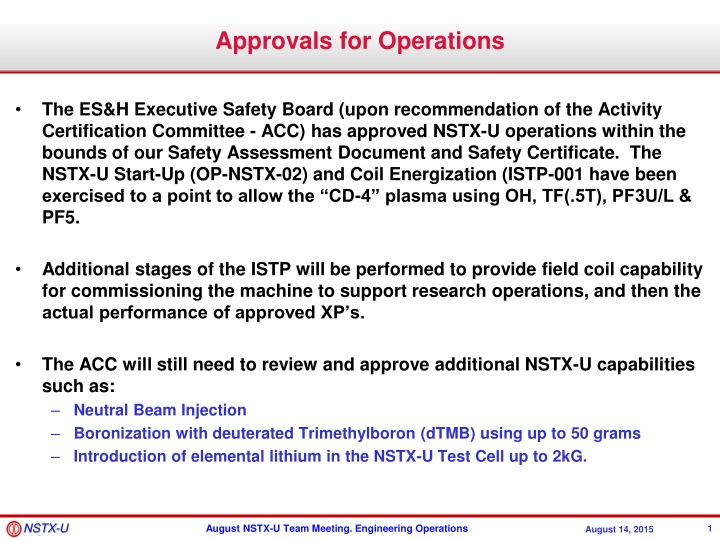 approvals for operations