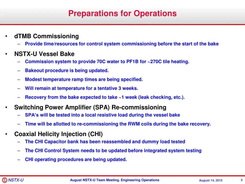 preparations for operations 1