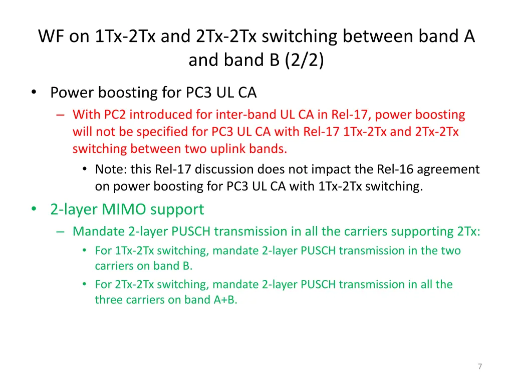 wf on 1tx 2tx and 2tx 2tx switching between band 1