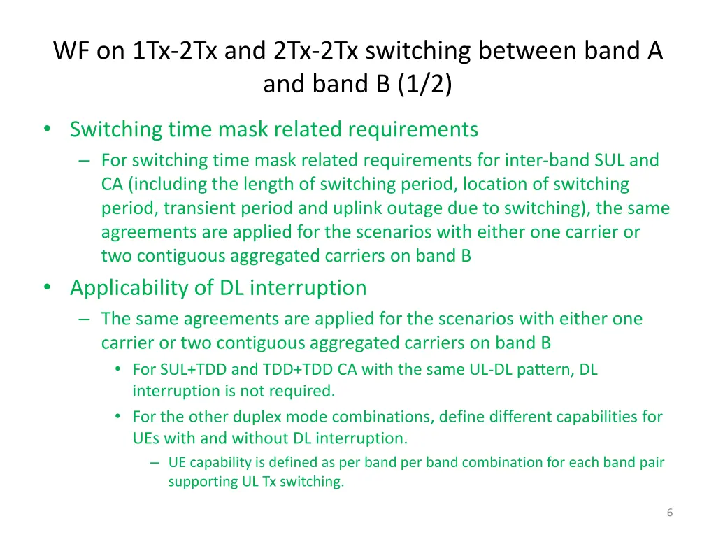 wf on 1tx 2tx and 2tx 2tx switching between band