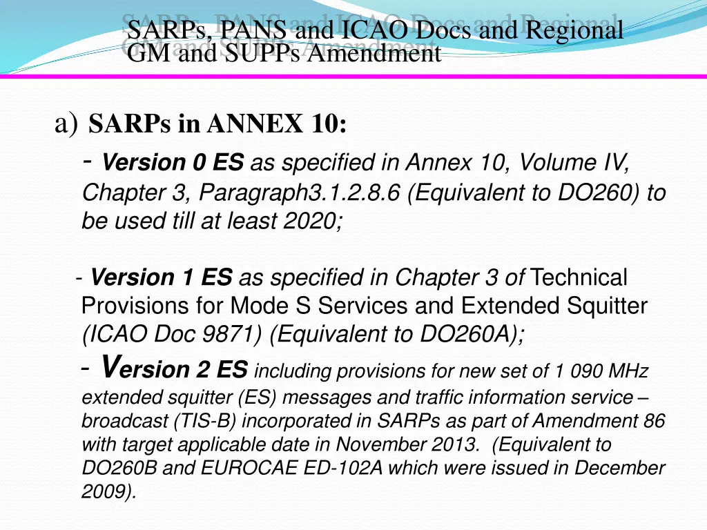 sarps pans and icao docs and regional