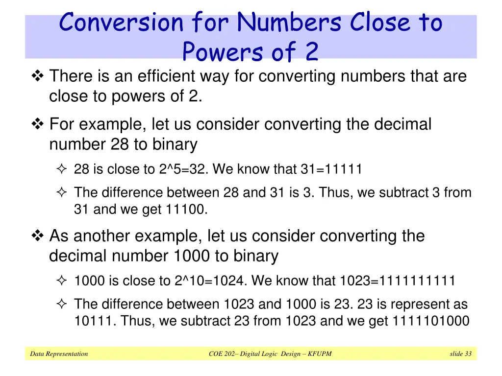 conversion for numbers close to powers of 2 there