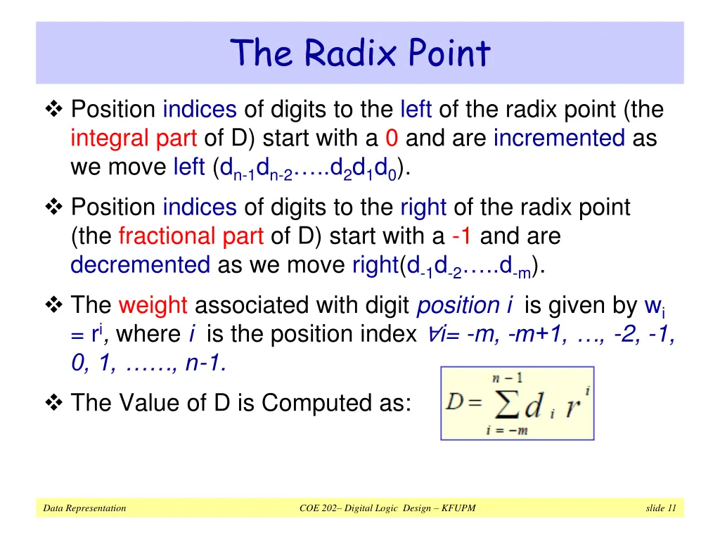 the radix point 1