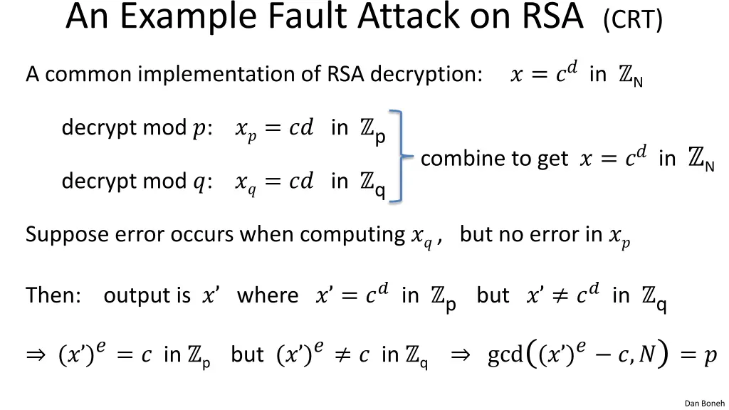 an example fault attack on rsa crt