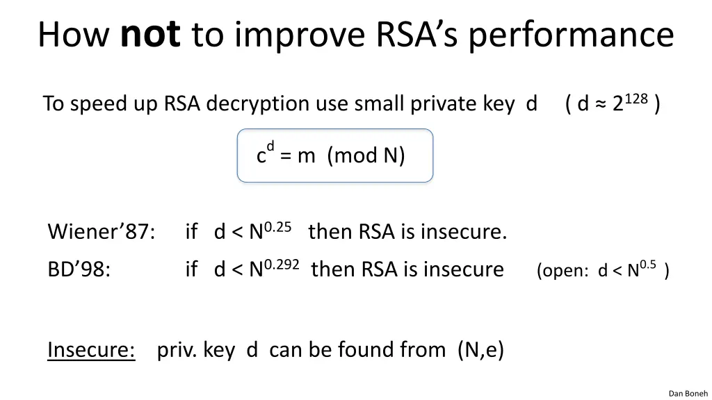 how not to improve rsa s performance