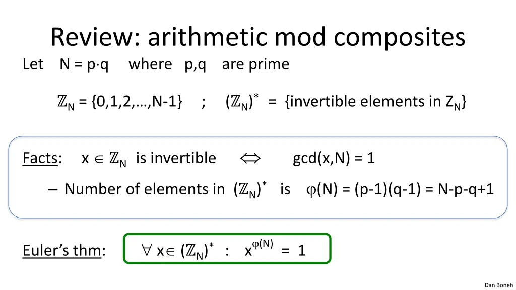 review arithmetic mod composites let n p q where
