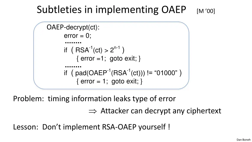 subtleties in implementing oaep m 00