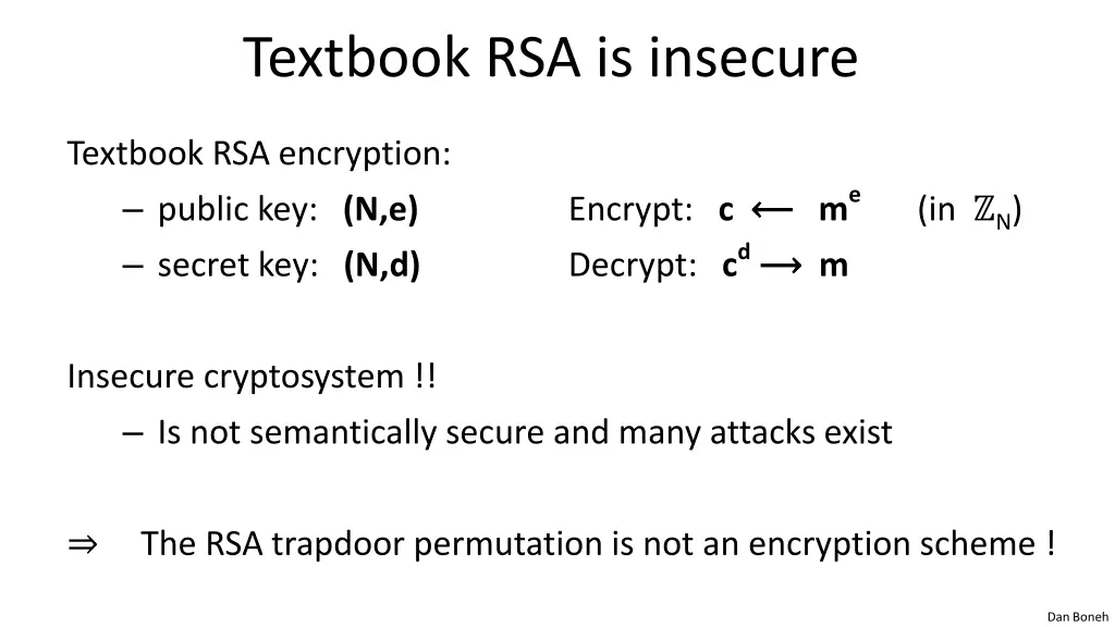 textbook rsa is insecure