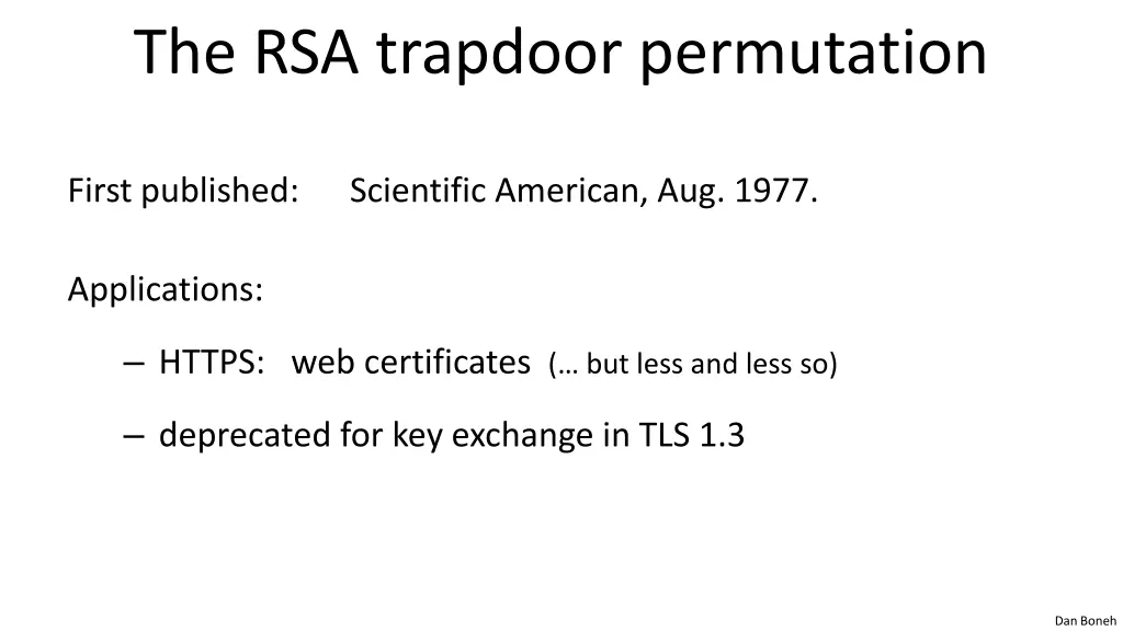 the rsa trapdoor permutation 1