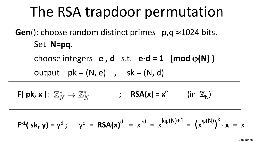 the rsa trapdoor permutation 2