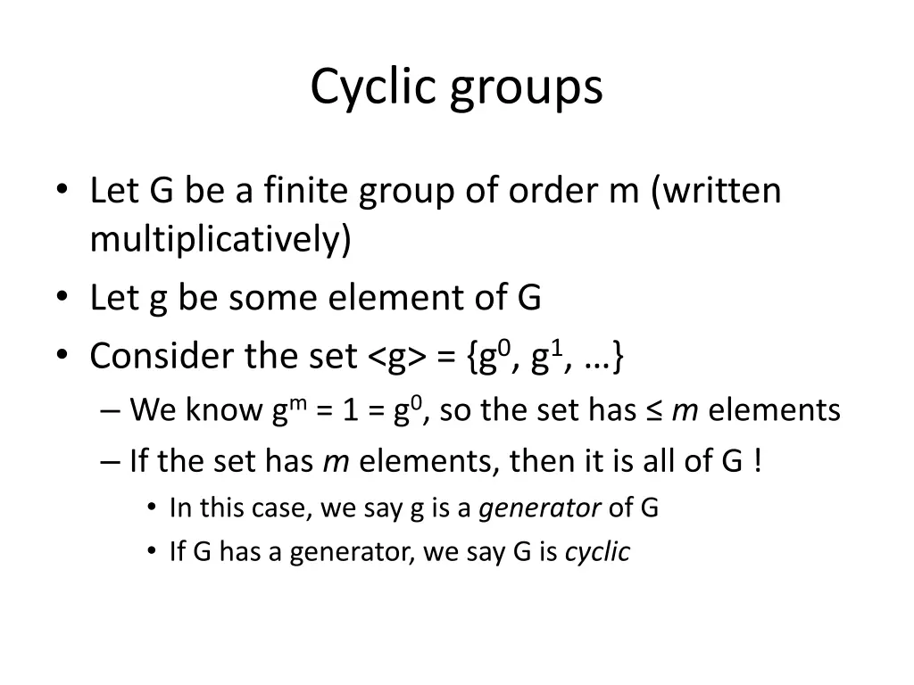 cyclic groups