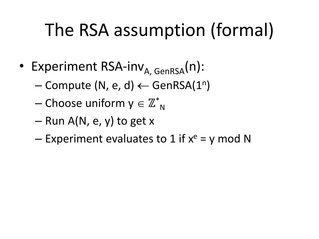 the rsa assumption formal 1