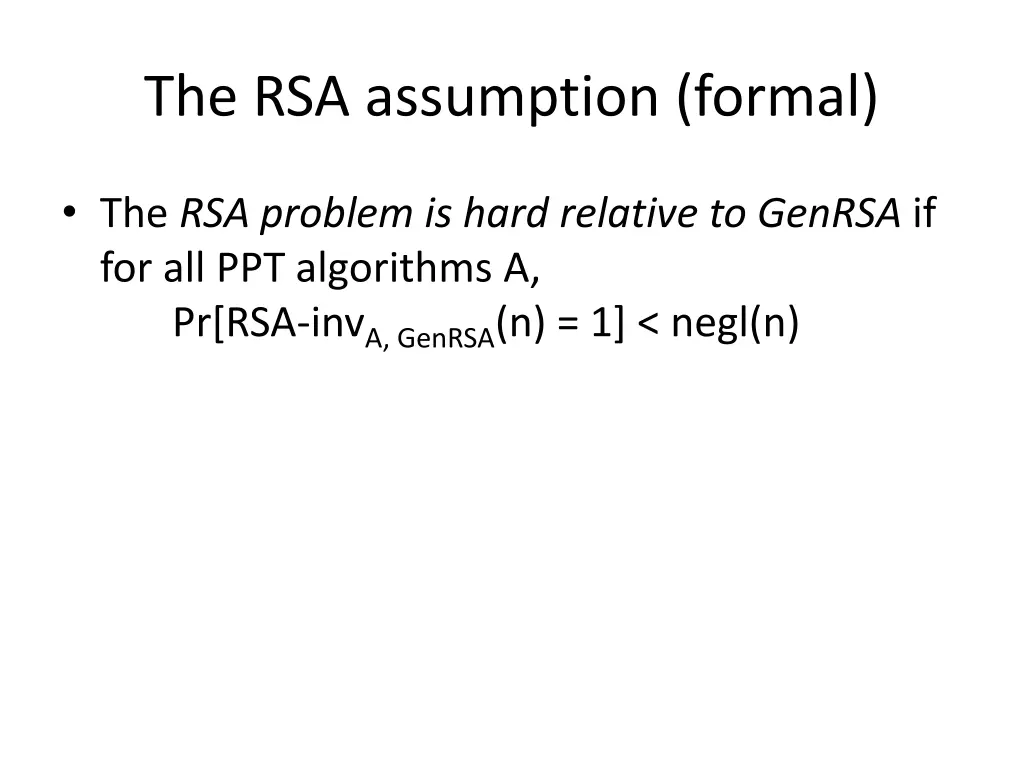 the rsa assumption formal 2