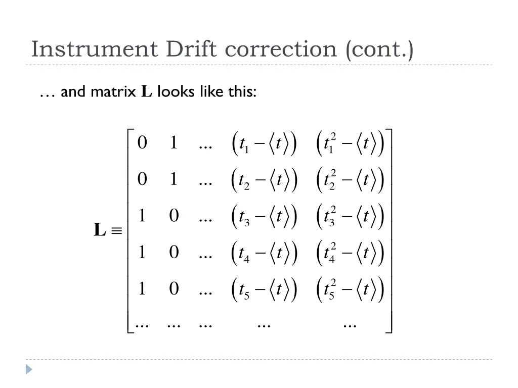instrument drift correction cont 2
